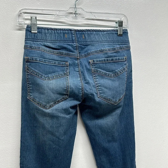 Free People Jeans Flare Leg Denim Jeggings Elastic Waist Pull On Blue Size 25 - Picture 7 of 10